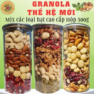 Ngũ Cốc Granola Thế Hệ Mới Mix Các Loại Hạt Cao Cấp Không Yến Mạch, Không đường, Không Hoa Quả Sấy [Hộp 500g]