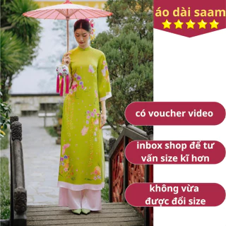 Áo dài cách tân nữ áo dài saam cover dáng suông xuân chỉ Khai  Xuân áo dài xéo xọ 1:1 chất liệu lụa