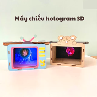 Hộp Gỗ Chiếu Phim Hologram 3D Cho Bé Đồ Chơi Tự Lắp Ráp Tạo Ảo Ảnh 3D Làm Tivi Cho Bé