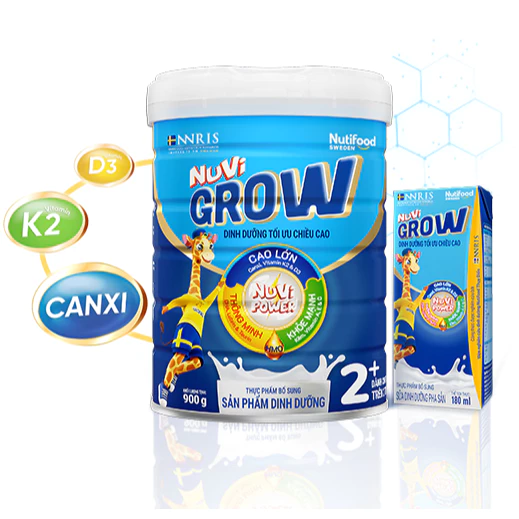 Sữa Bột Nuvi Grow Hỗ Trợ Tăng Chiều Cao 2+ Lon 900g