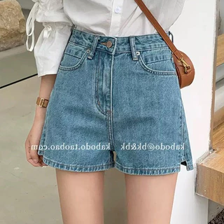 Quần Short Jeans Nữ , Quần Đùi Nữ Xẻ Gấu Màu Xanh Chất Liệu Denim Xịn Xò Tim Tim L006