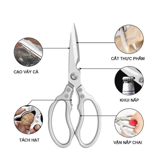 KÉO HỘP KIM NHÔM ĐA NĂNG 23cm  khui nắp chai, đánh vảy, kẹp càng cua, trợ lực cắt tiện dụng