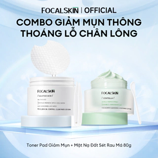 Combo Toner Pad Tẩy Tế Bào Chết BHA FOCALSKIN + Mặt Nạ Đất Sét Rau Má Kiềm Dầu Giảm Mụn Và Se Khít Lỗ Chân Lông