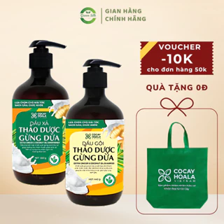 [CHÍNH HÃNG] Bộ Dầu Gội Xả Gừng Dừa 450ml CỎ CÂY HOA LÁ - Ngăn Ngừa Tóc Gãy Rụng, Giúp Tóc Mọc Nhanh, Suôn Mượt