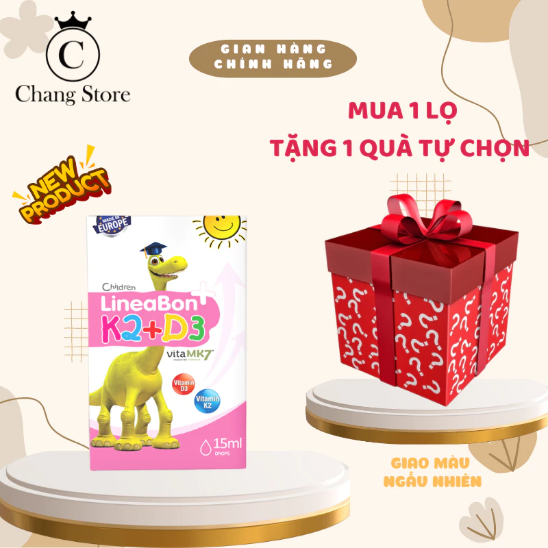 [MẪU MỚI- TẶNG QUÀ TỰ CHỌN] LineaBon D3K2 hồng 15ml tinh khiết hỗ trợ hấp thu canxi dạng nhỏ giọt tiện lợi 10ml cho trẻ