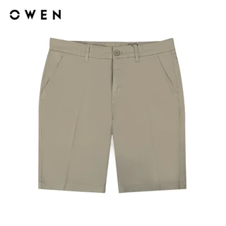 OWEN - Quần short Slim Fit màu Be chất liệu CVC Spandex - SK231925