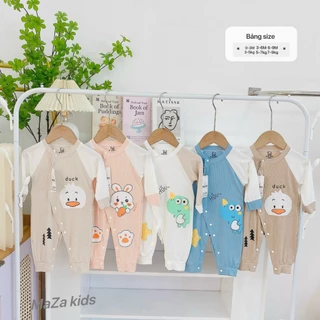 Bodysuit Body dài tay vải thun tăm lạnh Áo liền quần cho bé trai bé gái sơ sinh SLT86