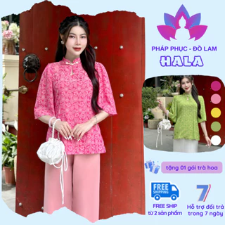 Pháp phục đi chùa - set đồ Lam thiết kế Cách tân giọt lệ đính ngọc  5 màu , size s m l xl (40-65kg)