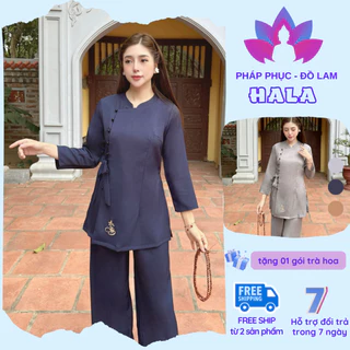 Pháp phục đi chùa - set đồ Lam thiết kế ĐŨI THÊU AN  3 màu , size s m l xl (40-65kg)