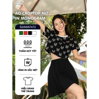 Áo phông croptop nữ TAWEAR in monogram trẻ trung, cá tính S24WAT472