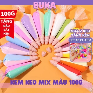 Keo kem túi 100gr Buka phối hai màu dùng trang trí Toploader, ốp điện thoại, đồ thủ công DIY (tặng đầu bắt kem)