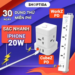 Ổ cắm điện đa năng shoptida sạc nhanh cho lphone PD 20W cổng typeC, có 4-6 lỗ cắm tải 2500W, 1 đổi 1 15 tháng chính hãng