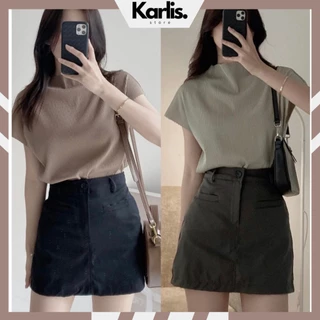 Áo Thun nữ tay hến Karlis Store chất liệu gân tăm thoáng mát phong cách Hàn Quốc