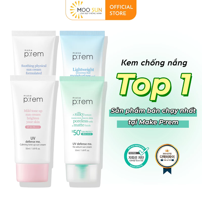 Kem Chống Nắng Vật Lý Make Prem UV Sun Cream Make P:rem SPF 50+ PA++++ 50ml