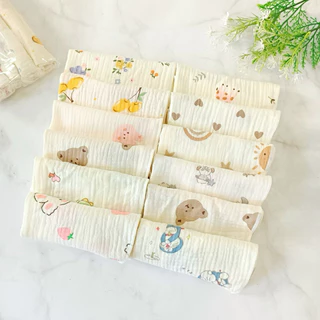 Set 10 khăn xô sữa muslin 2lớp siêu thấm hút, mềm mại dành cho sơ sinh và set 5 khăn 4 lớp (size 28x28cm)