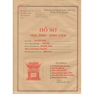 Hồ sơ Học sinh - Sinh viên, Hồ sơ nhập học / Hồ sơ xin việc. Mẫu mới nhất, đủ giấy tờ