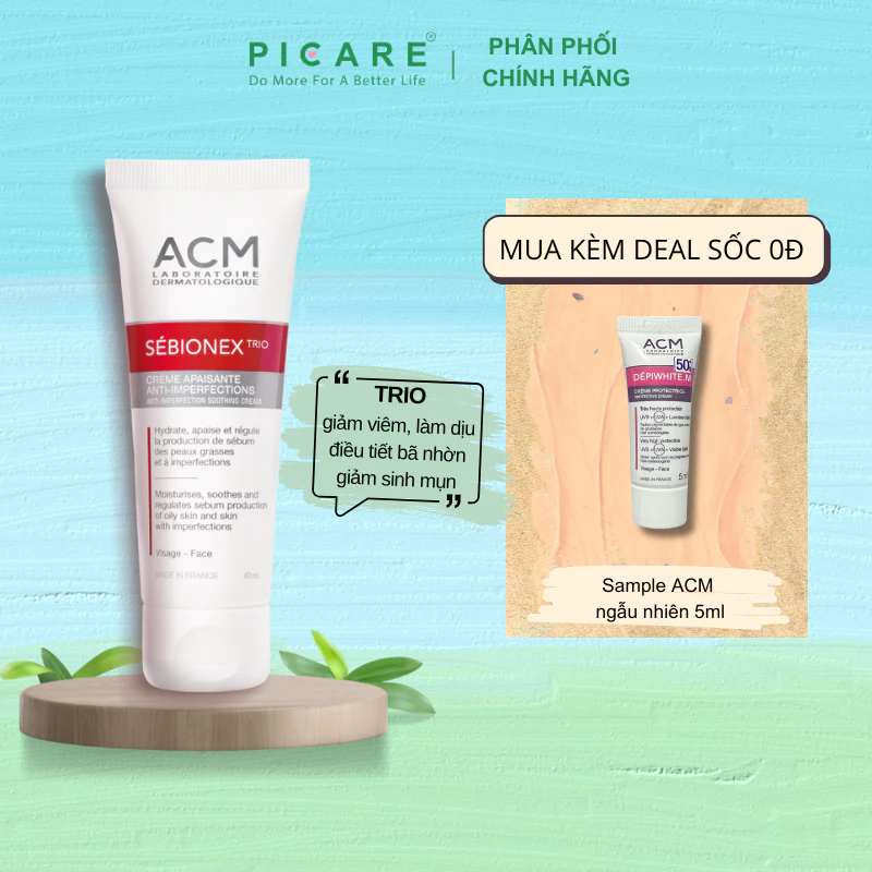 Kem dưỡng ẩm giảm viêm ngăn ngừa sự tiết bã nhờn ACM Sebionex Trio Anti-imperfection Soothing Cream 40ml