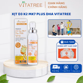 Vitatree Premium D3K2MK7 Plus DHA Spray 20ml, Vitamin tăng chiều cao cho bé chính hãng