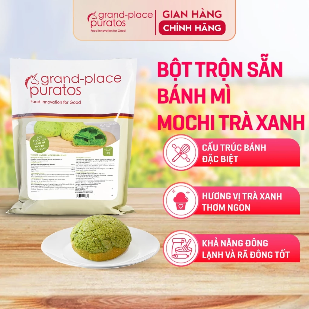 Bột Trộn Sẵn Bánh Mì Mochi Trà Xanh Puratos Grand-Place VN-1 Kg-4022002