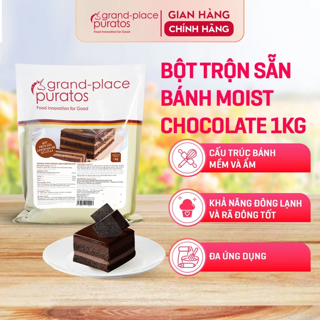 Bột Trộn Sẵn Làm Bánh Tegral Satin Moist Cake Chocolate Puratos Grand-Place VN-1 Kg