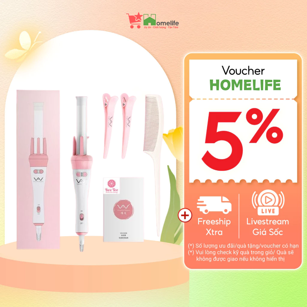 Máy Uốn Tóc Tự Động 360 Độ Tạo Kiểu Gợn Sóng Chuyên Nghiệp Tặng Kèm Lược Và Kẹp BH 12 Tháng - MUT360