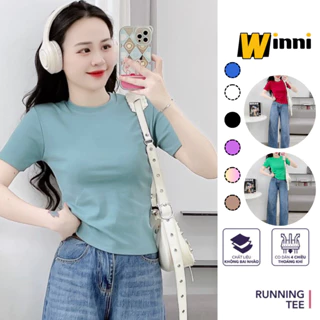 Áo thun nữ trơn cổ tròn tay ngắn dáng suông WINNI cao cấp áo phông nữ cộc tay cotton đẹp WINNI207