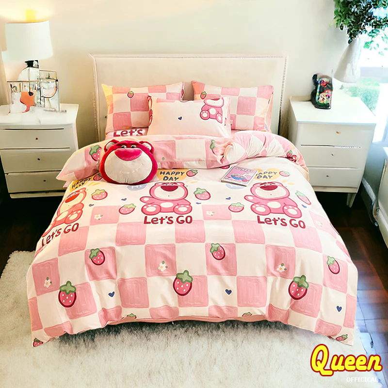SET 4 món 3 món VỎ CHĂN GA GỐI poly cotton 1m2, 1m4, 1m6, 1m8, Drap Ga Trải Giường Cute -QueenDecor