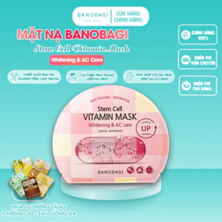 [HỘP 10 MIẾNG] Mặt Nạ Giấy hỗ trợ giảm mụn, trắng da BANOBAGI Stem Cell Vitamin Mask AC Care 30ml