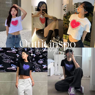 Áo phông croptop in tim - 111A11