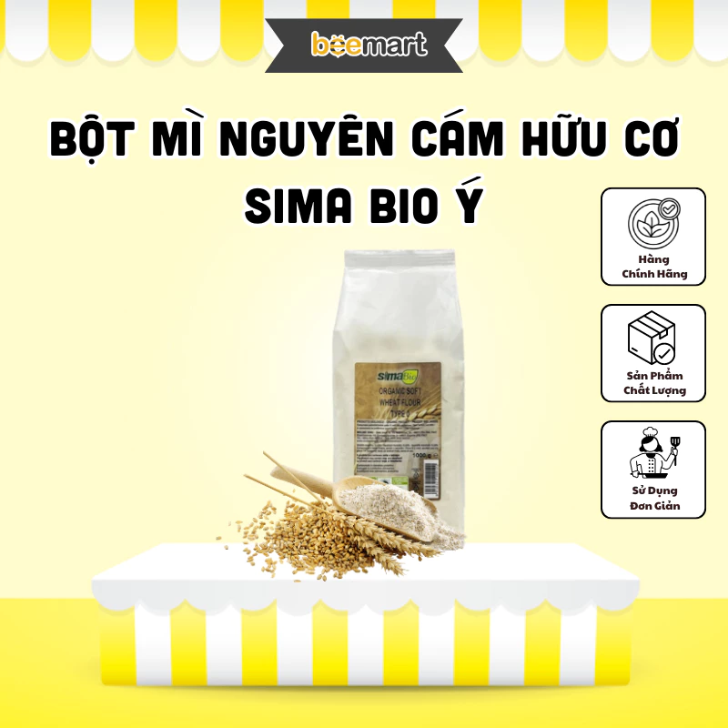 Bột Mì Nguyên Cám Hữu Cơ Sima Bio gói 1kg