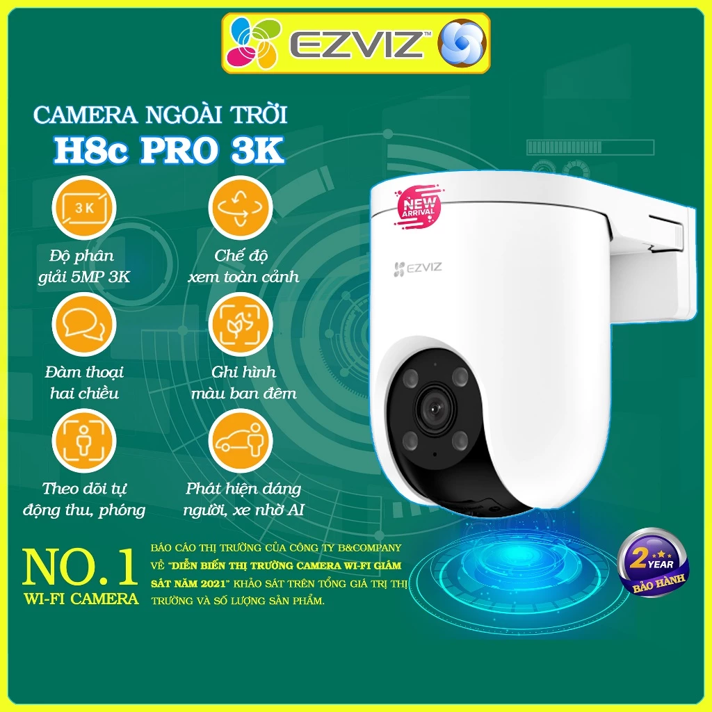Camera wifi Ezviz ngoài trời H8C H9C C8C 2MP/3MP/4MP 2K 2K+ chính hãng, đàm thoại, màu đêm