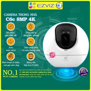 Camera wifi siêu siêu nét trong nhà Ezviz C6C 4K 8MP chính hãng, đàm thoại 2 chiều, xoay 360 độ