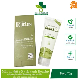 Mặt nạ bùn đất sét trà xanh Beuclay tuýp 70g giúp loại bỏ bã nhờn, kiểm soát dầu, tẩy tế bảo chết giúp da sáng mịn màng