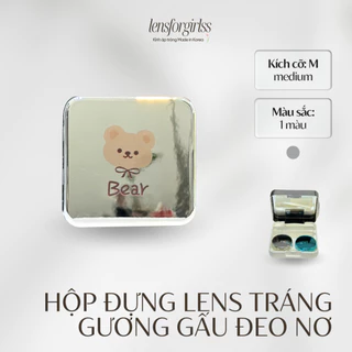 Hộp đựng lens TRÁNG GƯƠNG HÌNH GẤU ĐEO NƠ | Hộp đựng kính áp tròng | LENSFORGIRLSS