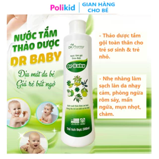 Polikid | Nước Tắm Gội Dr Baby Dkpharma 300ml - Hoàn Toàn Từ Thảo Dược An Toàn Cho Trẻ Sơ Sinh