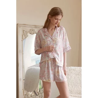 Bộ Pyjama Ngủ Mặc Nhà Họa Tiết Hoa/ Evening Floral Short PJ Set  After Bath PJ135