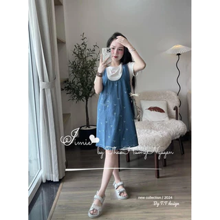 Set Váy BBD Bò Mềm Nơ Kèm Áo Thun Trắng • Melanie Boutique