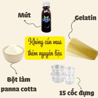 Set nguyên liệu làm bánh Panna Cotta đơn giản, dễ làm, không cần chuẩn bị thêm nguyên liệu BẾP VUI TƯƠI