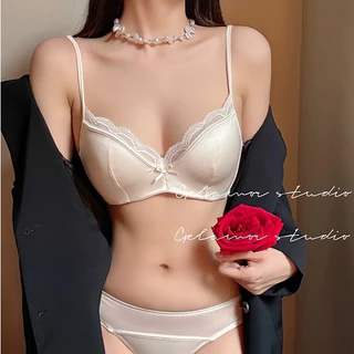 Bộ đồ lót nữ lụa satin phối ren cao cấp, set nội y mút mỏng có gọng ôm ngực sexy B44-8820