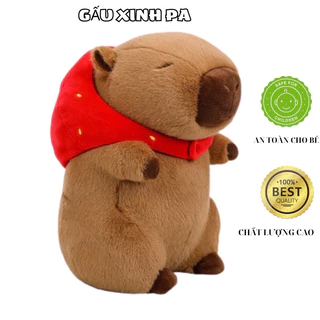 Gấu bông CAPYBARA mũ dâu,thú nhồi bông chuột nâu hàng nhiều kích thước