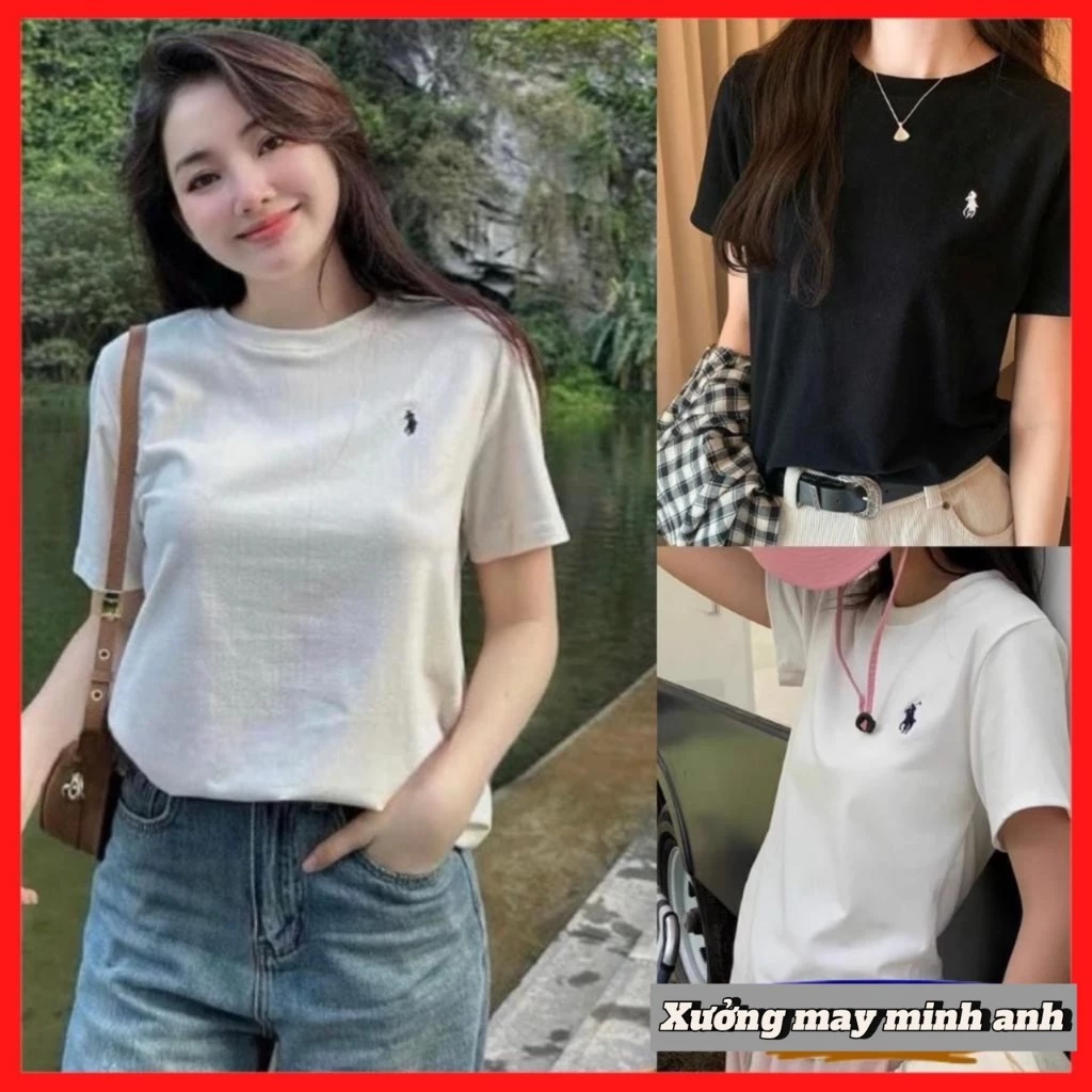 Aó Phông Nữ Cotton Tàu Thêu Ngựa Cổ Tròn Form Rộng Freesize Mã 886
