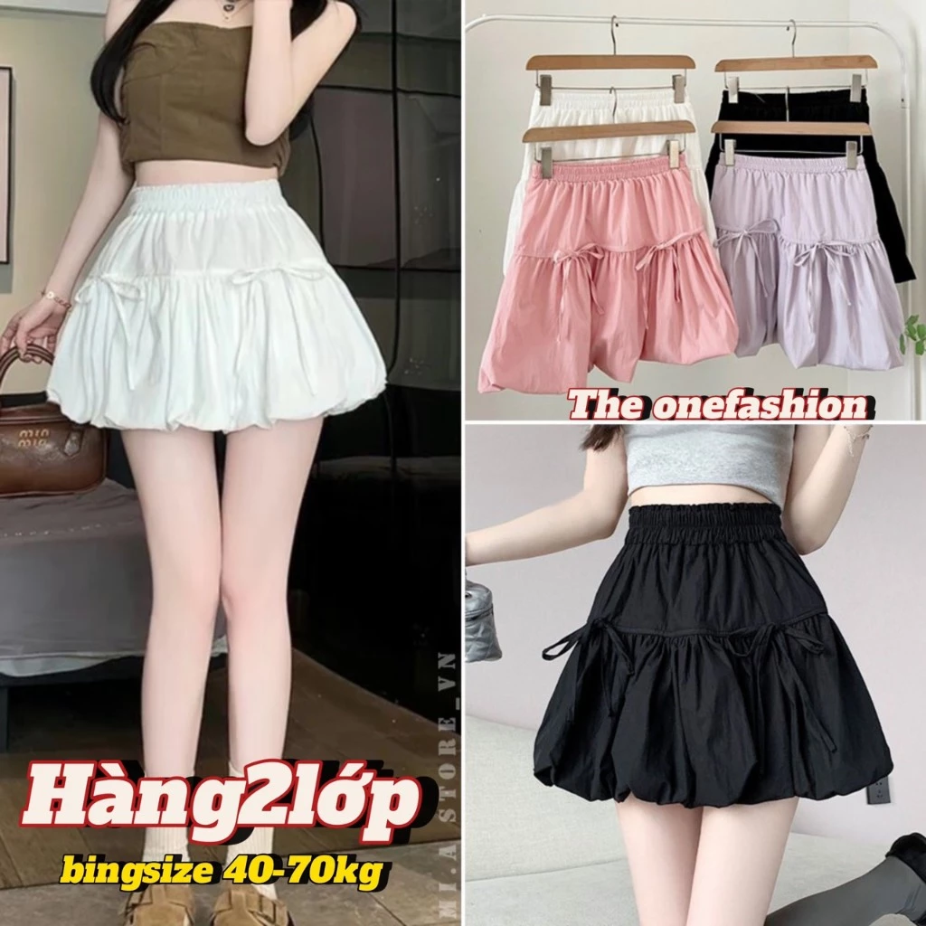 Chân váy xếp ly nơ phồng dáng bí 2 lớp chất gió có quần bảo hộ hàng đẹp nên dáng siêu xinh ma259