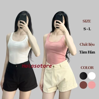 Áo Croptop Nữ Ôm Dáng Bigsize, Áo Ba Lỗ Nữ Trơn Viền Bản To Chất Liệu Tăm Hàn Siêu Mát Ôm Body BigSize 288T