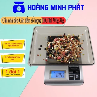 Cân điện tử nhà bếp DIgital chính xác cao 500g/0.01g - 3kg/0.1g 5KW.Tặng kèm đĩa cân, dây sạc usb và pin aaa