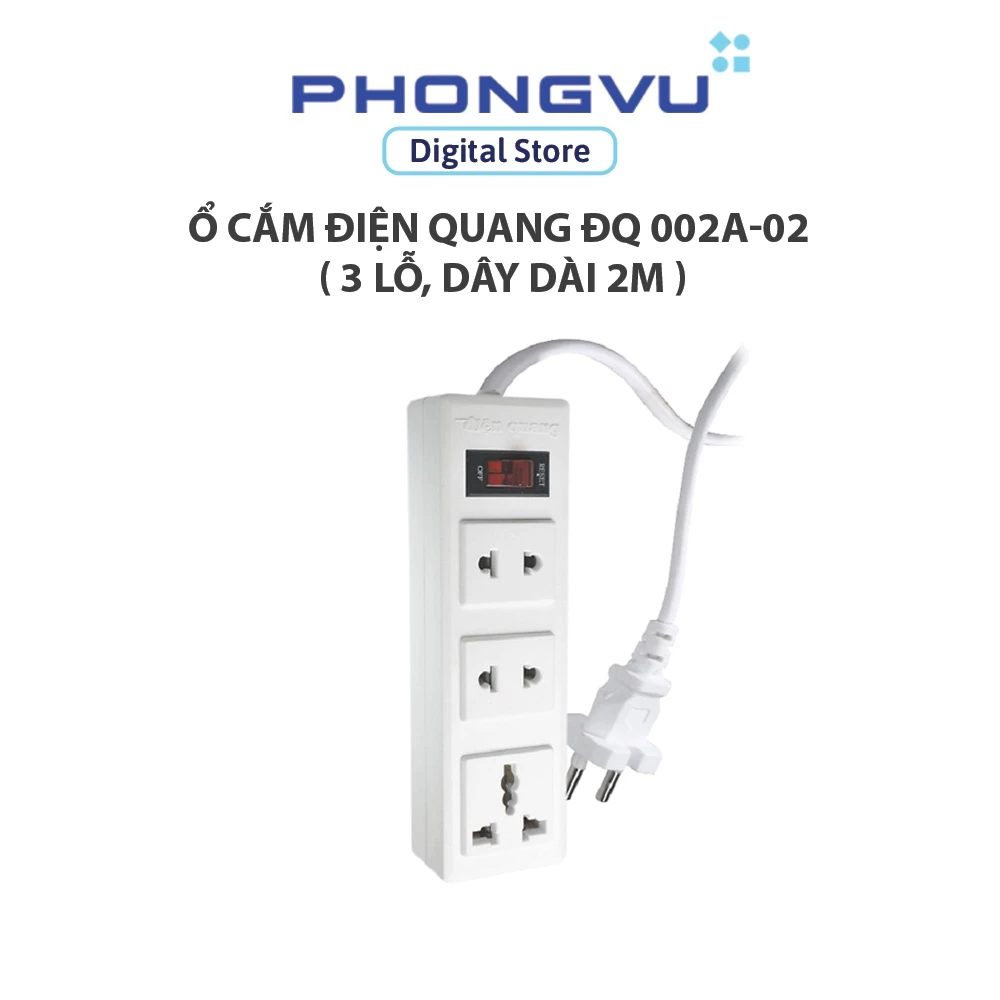 Ổ Cắm Điện Quang ĐQ 002A-02 ( 3 lỗ, dây dài 2m ) - Bảo hành 12 tháng