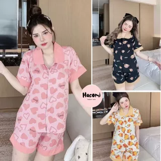 Bộ pijama CỘC ĐÙI cổ sen HACOMI- Bộ đồ ngủ mặc nhà nhiều màu dễ thương