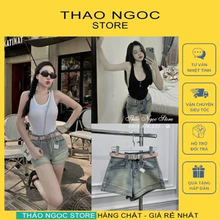 Quần short jean nữ line kiểu lưng cao siêu co giãn! (có sẵn, hình thật) THẢO NGỌC STORE