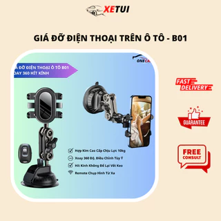 Giá Đỡ Điện Thoại Hút Chân Không Trên Ô Tô, Kẹp Điện Thoại Hợp Kim B01 Xoay 360 Cao Cấp