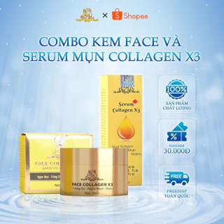 Combo kem face và serum mụn collagen x3 mỹ phẩm đông anh chính hãng a02