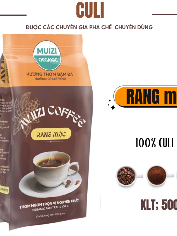 Cà phê hạt nguyên chất, CULI 100% rang mộc rang xay nguyên chất 500G